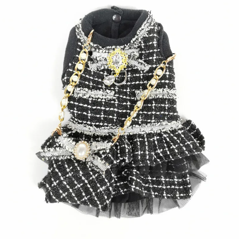 

XiAOFU Autumn and Winter New Fashion Black Elegant Luxury Dog Clothes Dresses
