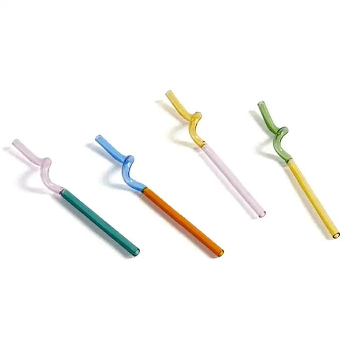 

Wholesale Colored Borosilicate Glass Drinking Straws for Hot Cold Drinks, Amber,pink,green