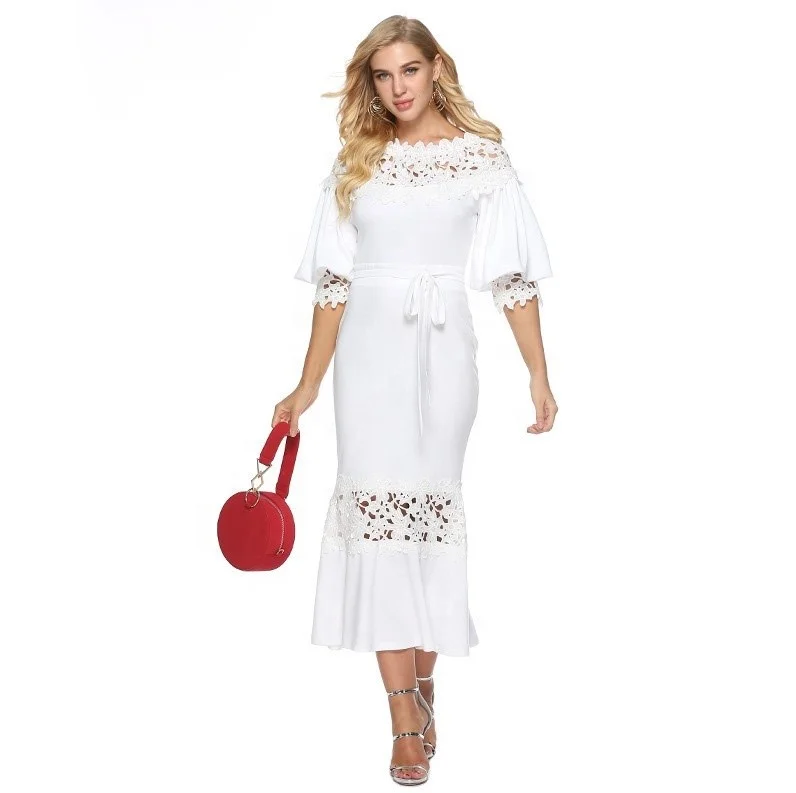 

Fashion Long White Dress Women Lady Elegant Bohemian Party Evening Dresses