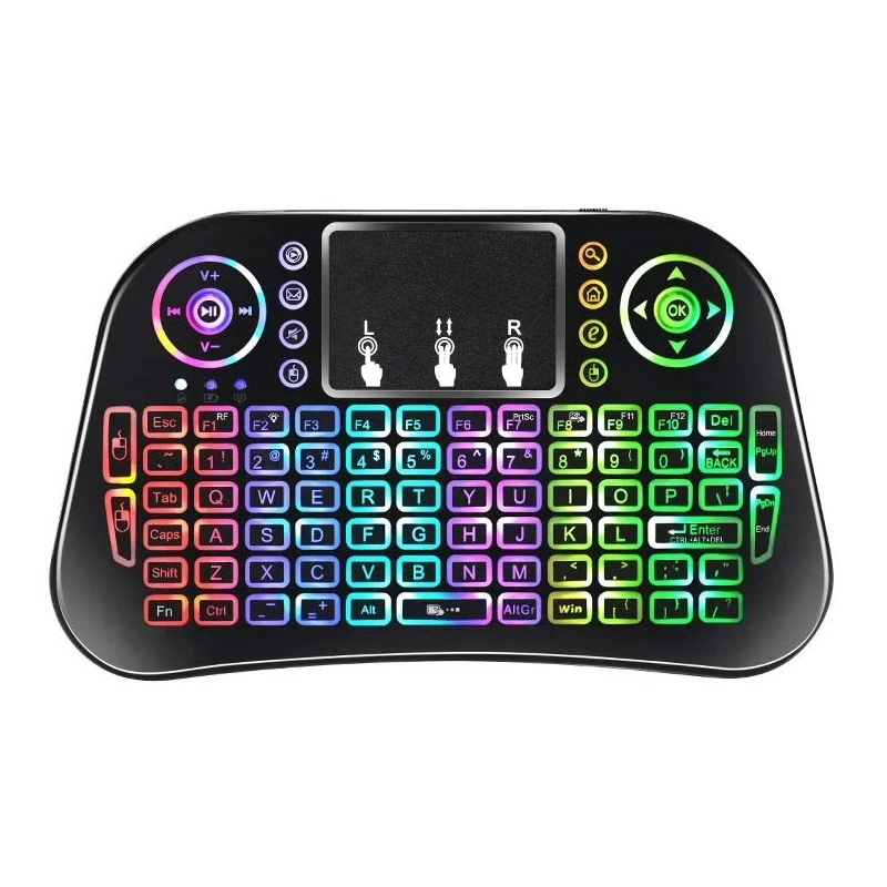 

i10 Mini Portable Wireless Keyboard 2.4G Colorful Lighting with Touchpad Backlight trigger Wireless Keyboard