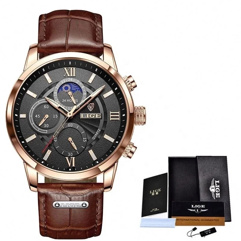 

2022 Design Lige 8932 Brand Men's Watch Small Three Dial Pointer Luminous 30m Waterproof Fashion Quartz Watches, 5-colors
