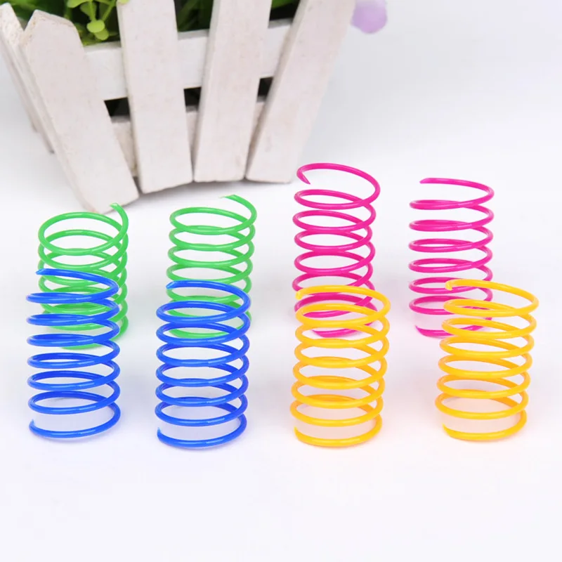 

2021 new pet cat toy bite toy cat cute colorful plastic spring toys para mascotas gatos