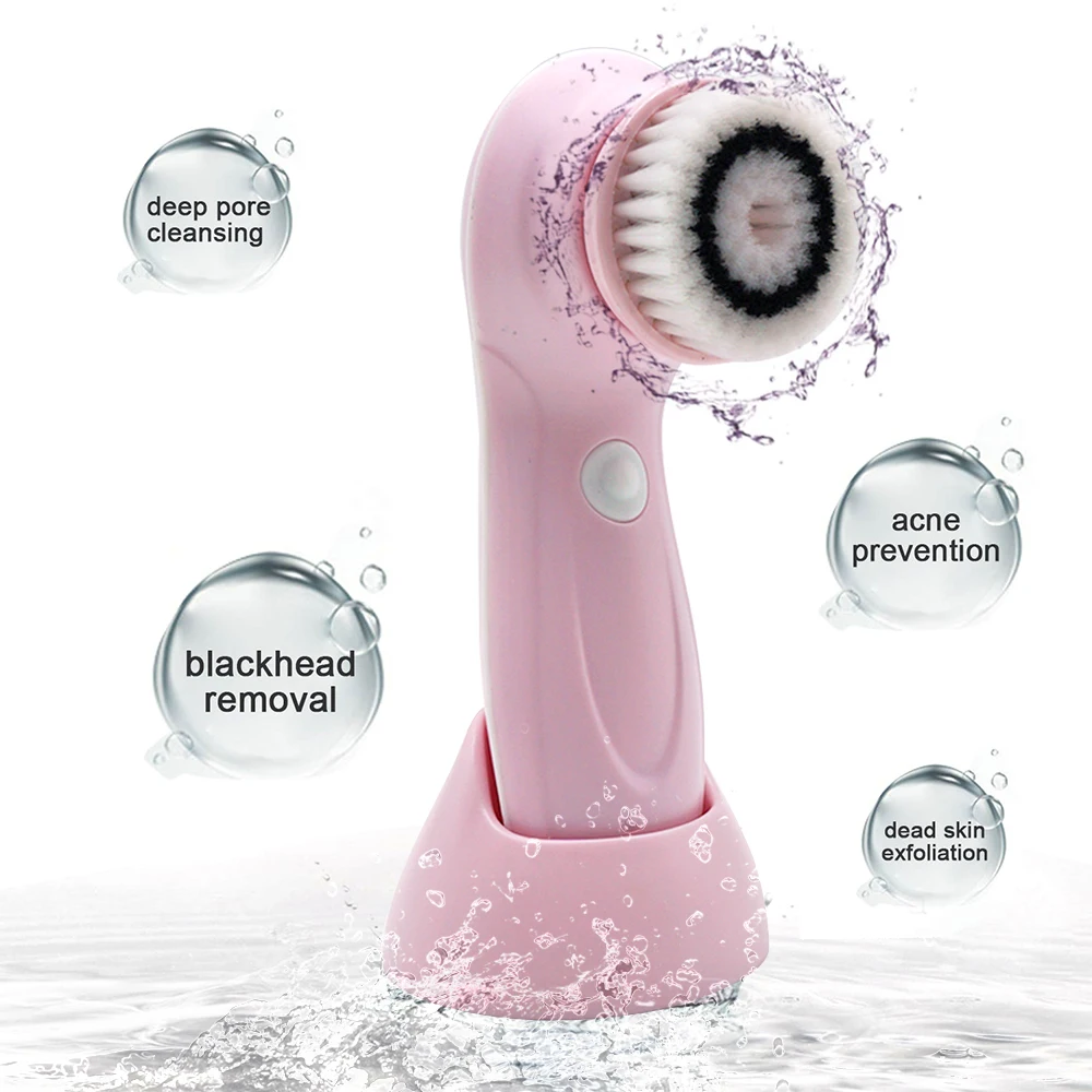 

Home Use Waterproof Portable Handheld USB Electric Face Cleaning Brush Exfoliating Brush, Pink/ blue (custom other colors, moq is 1000pcs)