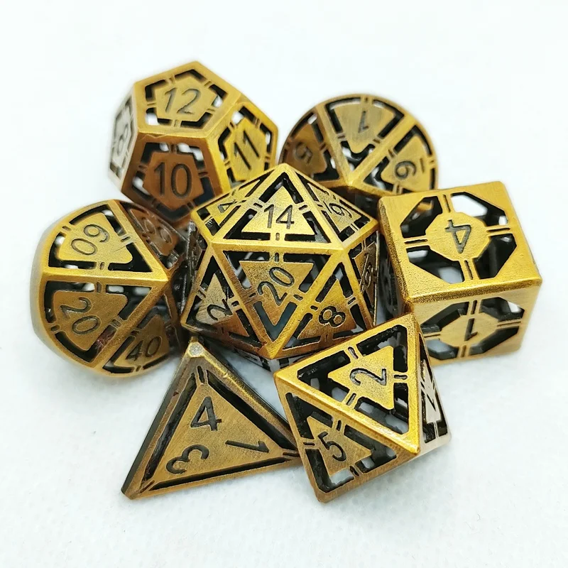 

7Pcs hollow metal DND game dice set RPG MTG