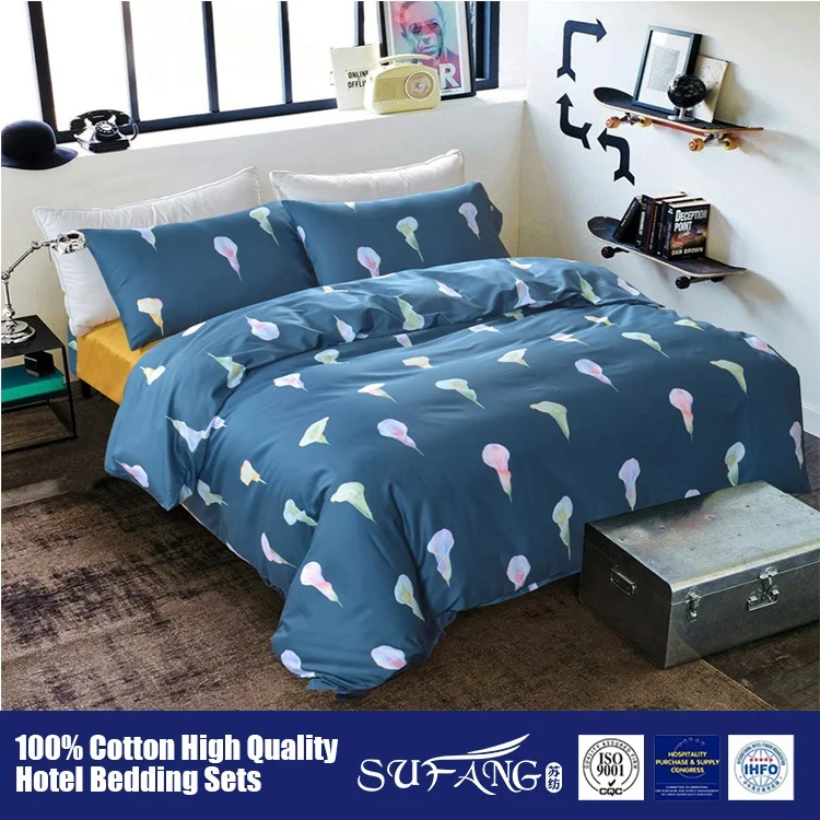 100 Cotton Single Bed Sheet Cheapest Sheet Dark Bule Duvet Cover