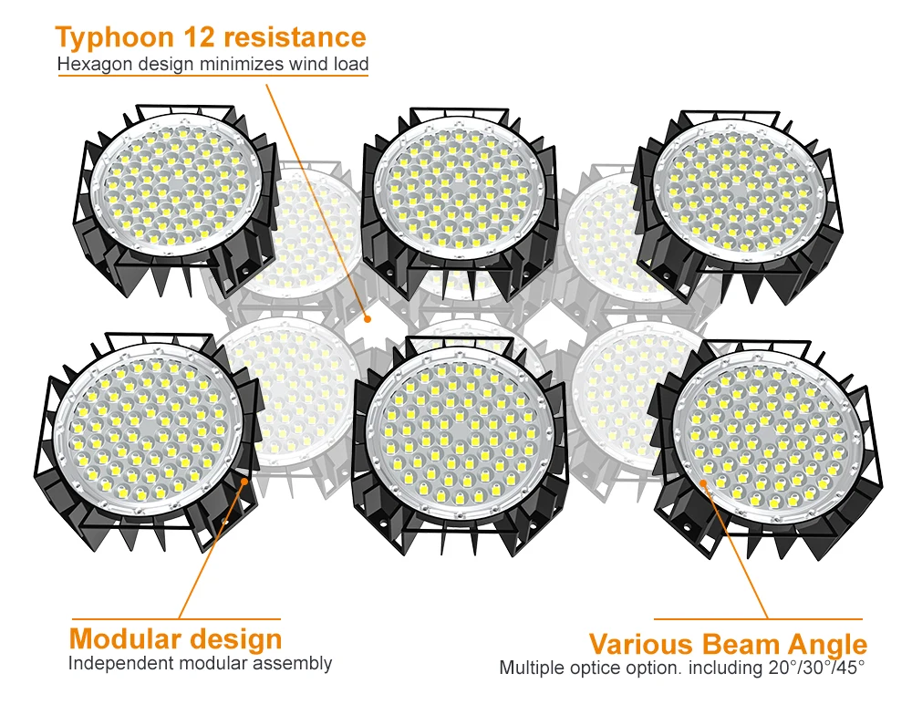 
Windproof Resistant 16 level typhoon outdoor 1000w led sport field lighting 