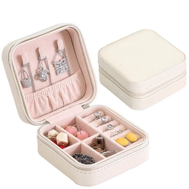 

Luxury Customize Small Round Dark Blue Velvet Retro Holographic Recycled Jewelry Travel Box, Pink, green, black, pearl white
