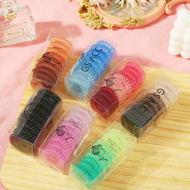 

New 9pcs/set Gradient Telephone Wire Elastic Hairband Accessories for Woman and Girls Long Hair, Colorful