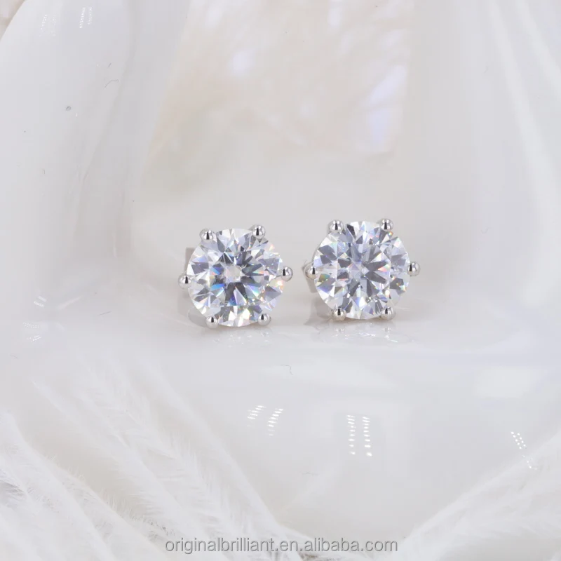 

14K solid gold 1.0ct 6.5mm DEF moissanite Diamond stud earring
