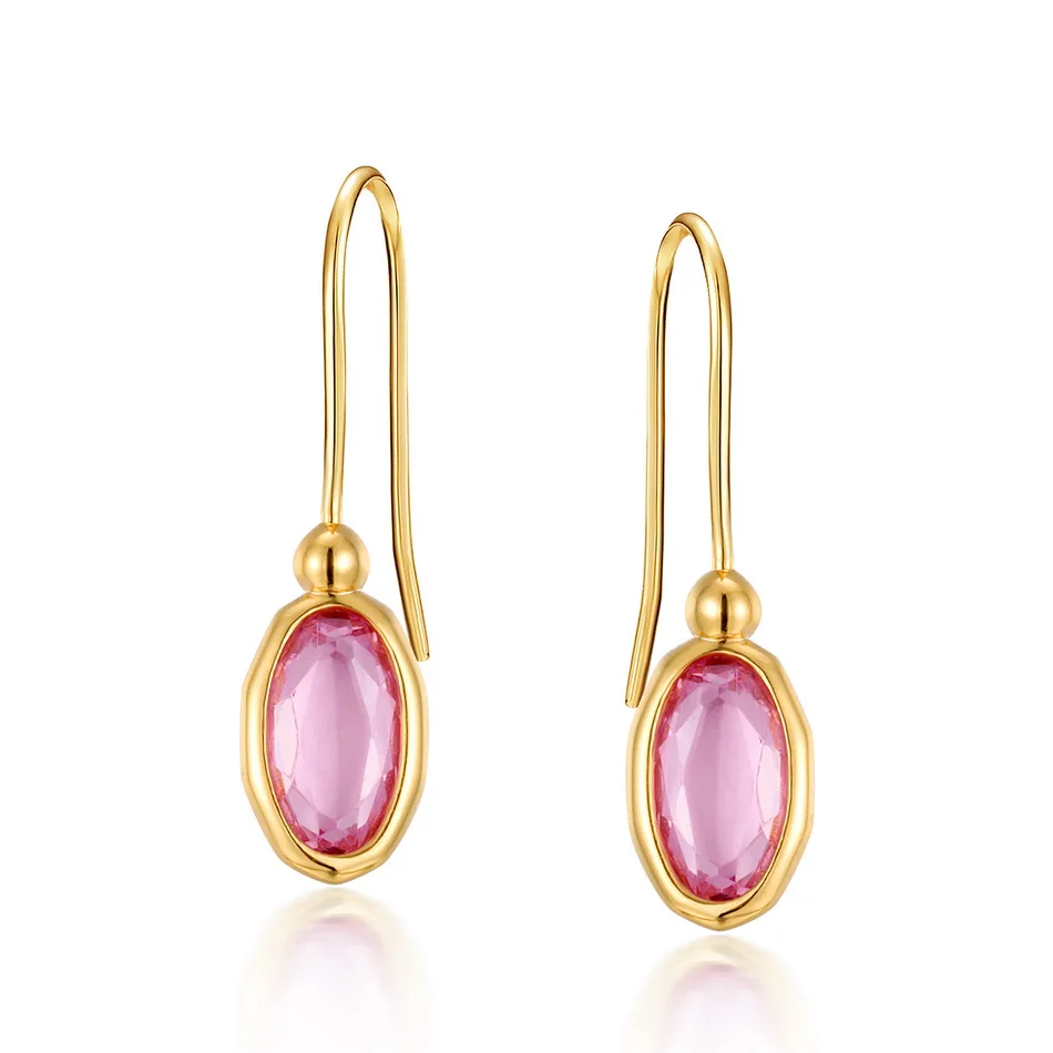 

Bridesmaid bijoux silver 925 geometric oval gemstone gold earrings for women