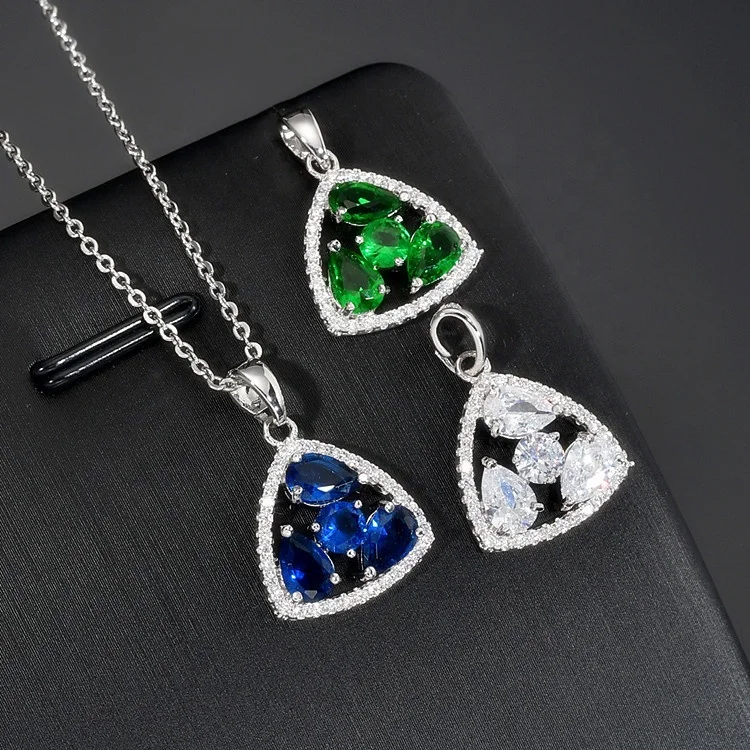 

Womens Necklaces Jewelry Pendants White Gold Color Plated Geometric Design CZ Stone Pendant Bijoux Christmas Gift, Customized color