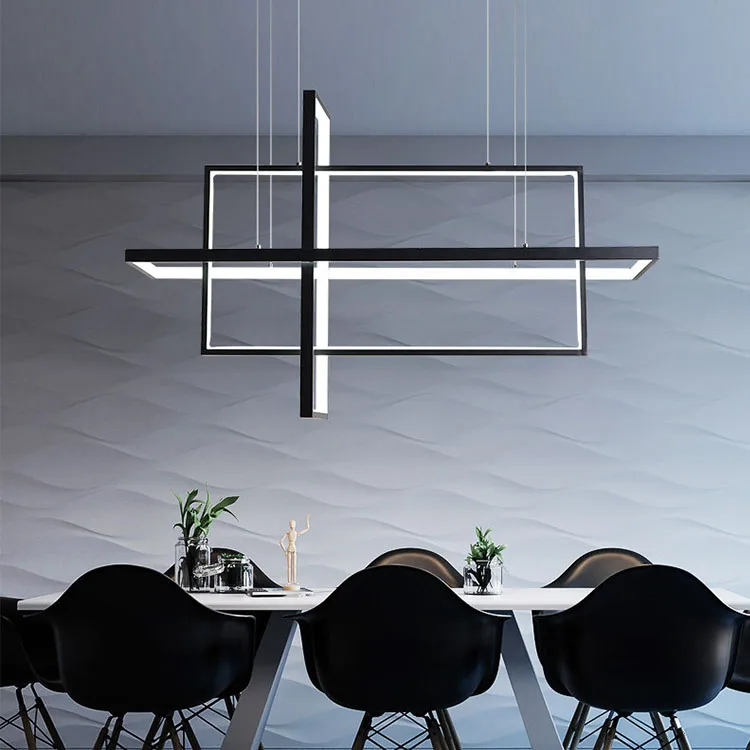 New modern style square shape chandelier led pendant light color changing indoor suspension rectangle pendant light