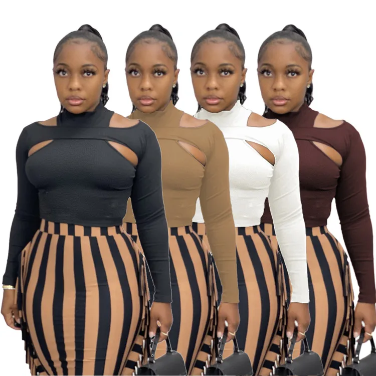 

2021 New Ladies 2 Piece Outfits Long Sleeve Tops Tassels Autumn Women Two Piece Skirts Set