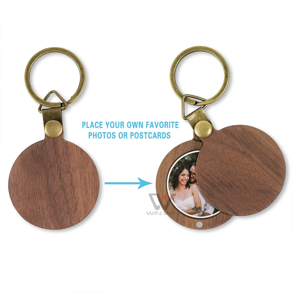 

Wooden Keychain New Product Online Customization Key Chains Engrave Logo Wood Keyring Blank Acrylic Keychain