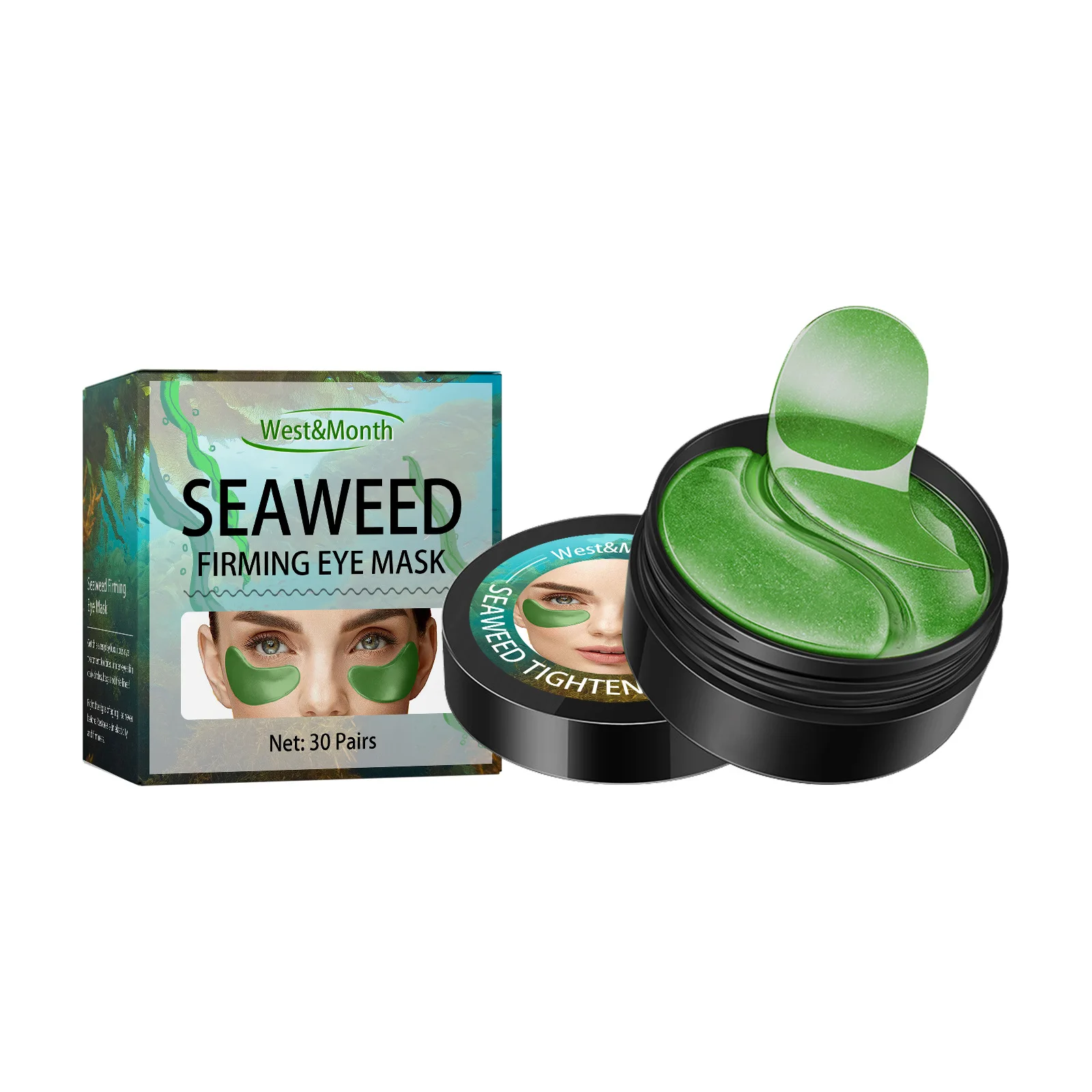 

West&Month Seaweed Eye Mask 60pcs Remover Dark Circles Collagen gel Anti-Puffiness Anti-Aging Moisturizing Eyes Care Eye Patches