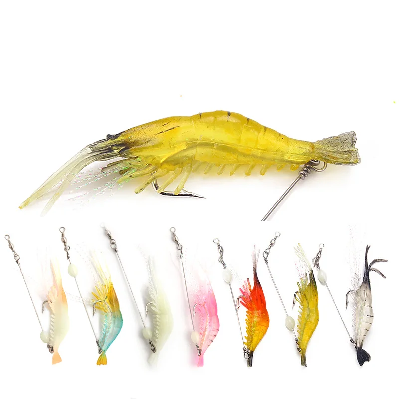 

2021 New Design Fishing Carp 8.5cm Luminous Artificial Shrimp Bait Set Plastic, 7 colors