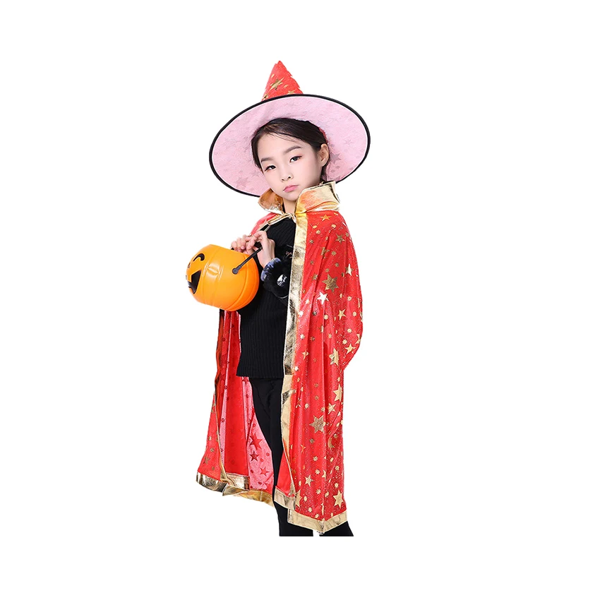 

Fashion Hot Sell Halloween Star Cloak Costume Girl Scary Costumes Boys Witch Cosplay For Children, Picture shows