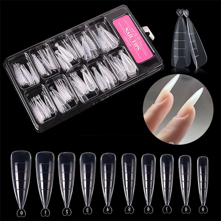 

100pcs Nail Art Mold Tips Quick Building Form Poly Nail Gel Extension False Nail Tips Mould DIY Manicure Salon