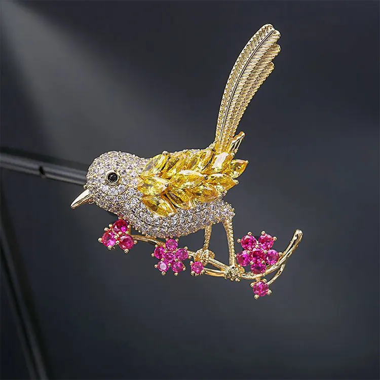 

Professional Factory cute bird brooch Safe Jewelry Inlaid Zircon Bird Brooch