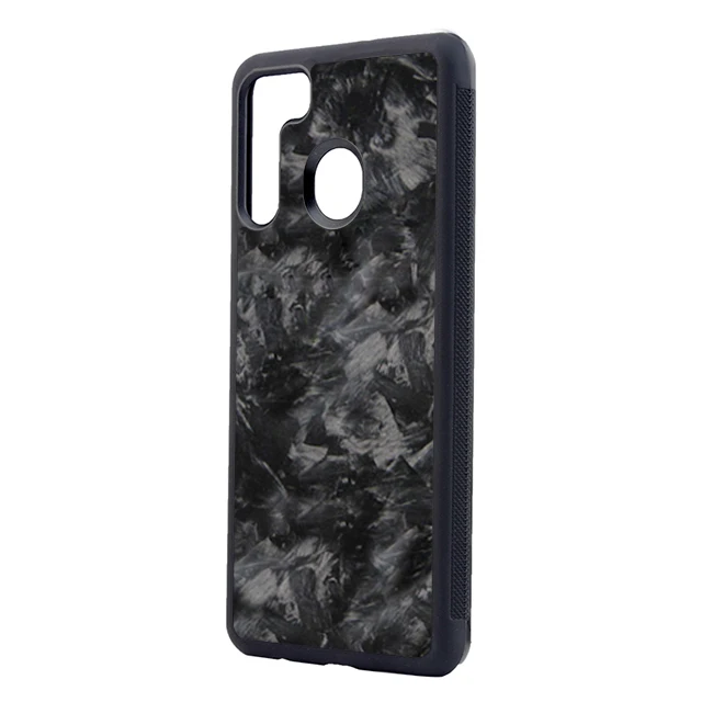 

Accept custom for Samsung A21 real carbon fiber case fordge carbon case, Black