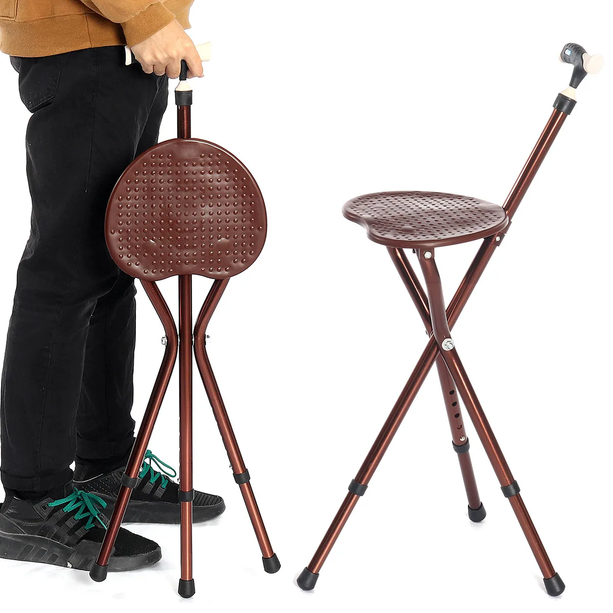 

Free Ship Rest-Stool Cane Tripods Seat Chair Seat Walking-StickTripod-Stool Folding Chair With Light Height Adjustable