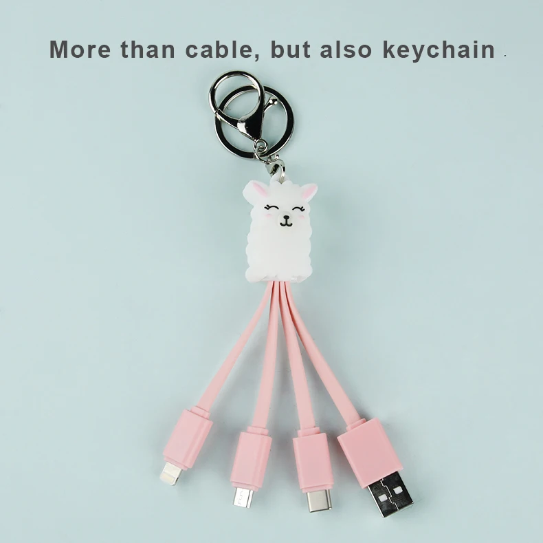 Cute Cartoon Round Three in One Data Cable