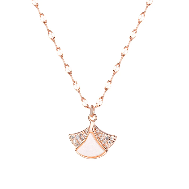 

NAPOLN Trade Insurance High Grade 316L Stainless Steel Copper Crystal Necklace, Rose gold