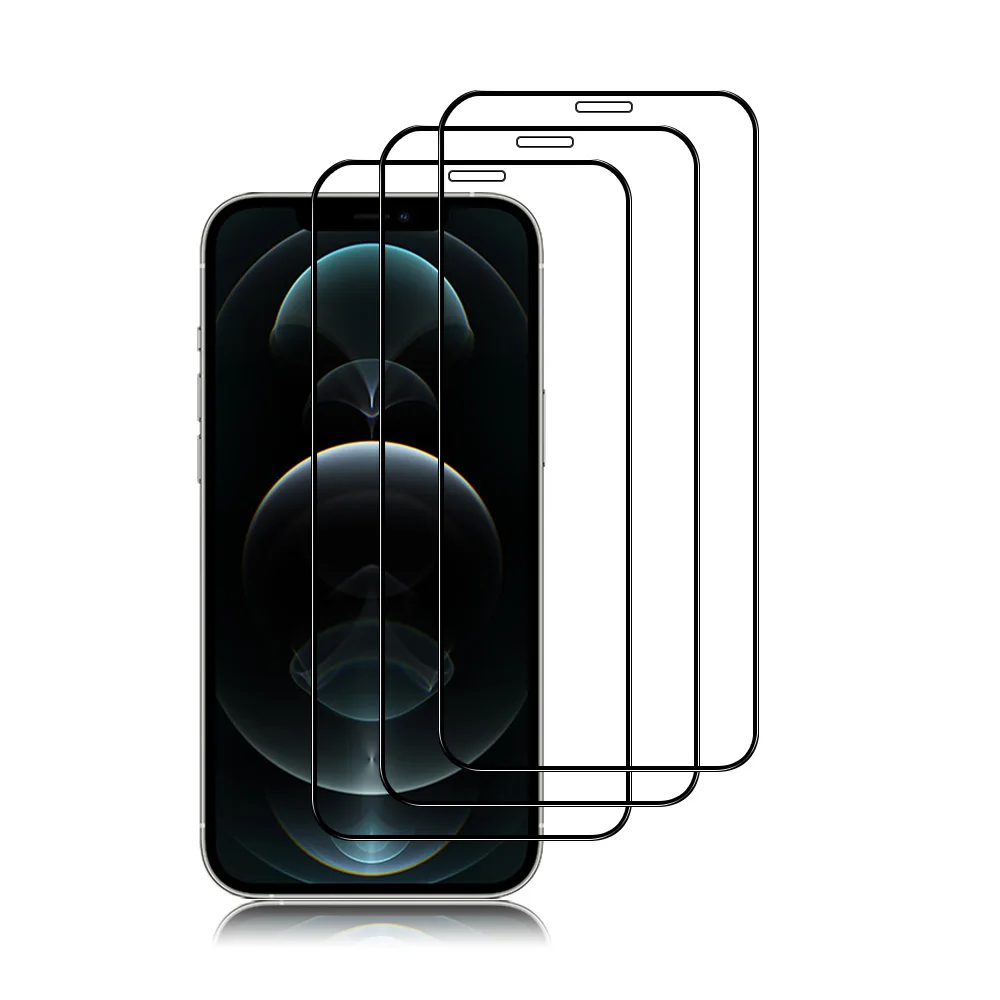 

Shinebright 3 pack 3D Clear Mobile Phone Full Screen Protector for iPhone 12 pro max Temper Glass Anti Shock Film