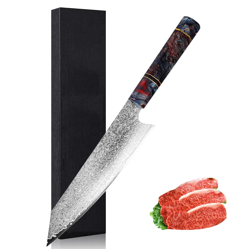 

Amazon 8 inch Japanese Kiritsuke Kitchen knives set cooking knife 67 layers VG10 Damascus steel chef knife, Customized color