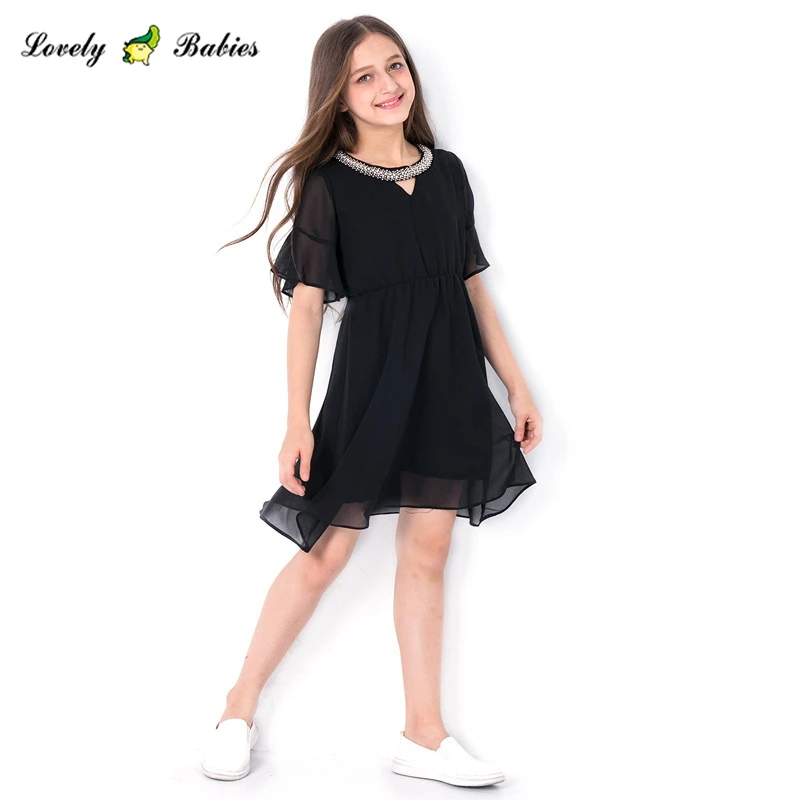 

2019 girls kids black lace dress summer new girls dress sleeveless skirt children's chiffon dress, Available customized