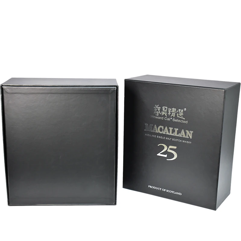 Black Rigid Cardboard Paper Wine Glass Packaging Gift Boxes With Ribbon Customized Magnetic Paperboard Wine Box for Packing factory