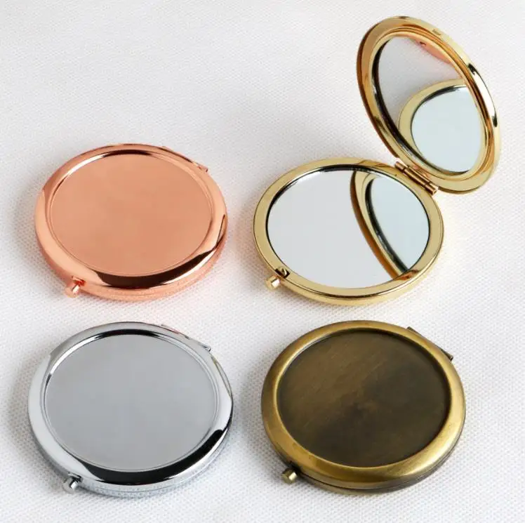 

Portable Double-sided Round Foldable Compact Makeup Mirrors Custom Logo Rose Gold Pocket Cosmetic Mirror for Personalized Gift