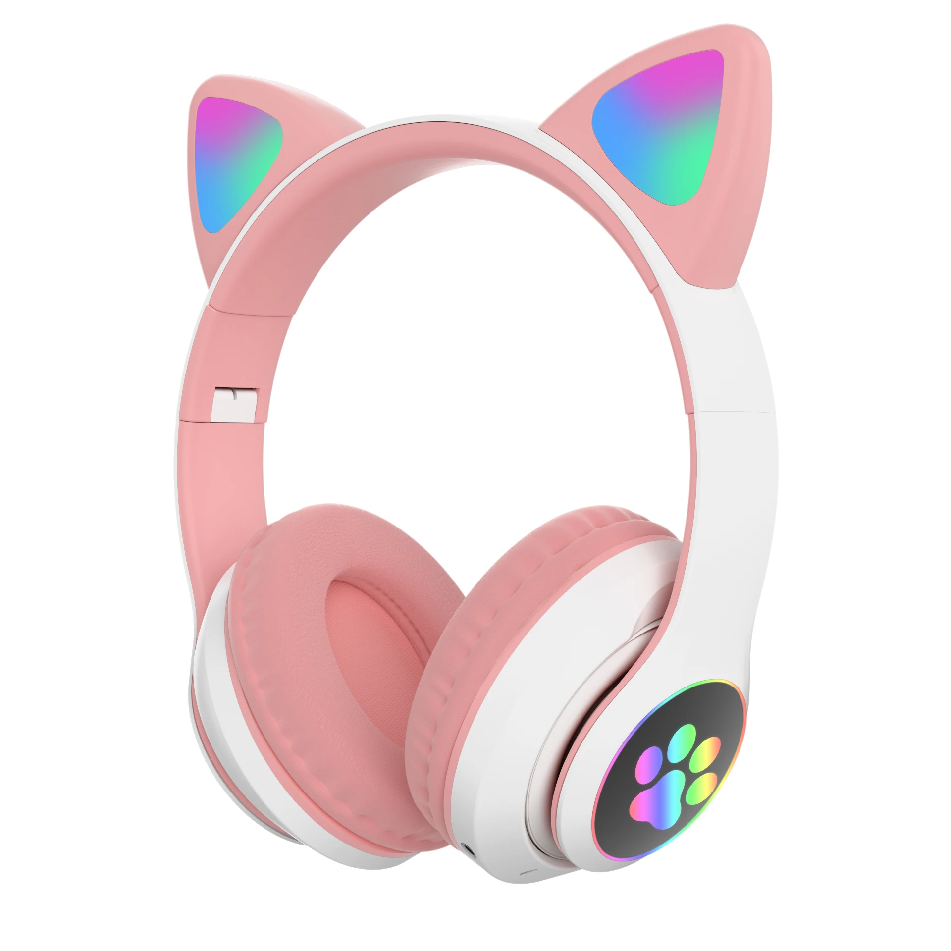 

Newly cat ears LED light headset V5.0 wireless music gaming foldable headphones cat blue tooth headphones, Black/white/pink/blue/yellow/green