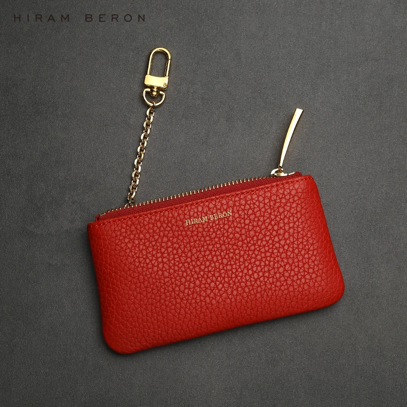 

Hiram Beron High Quality Soft Pebble Compact leather Coin Case Key Wallet for RFID Blocking Women Premium Accessories Dropship, Red/baby blue/black/green/light brown/navy/parchemin/red/