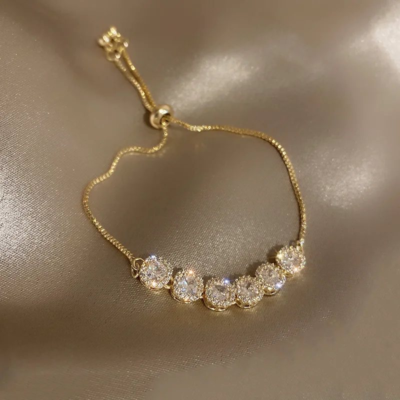 

Vershal D1-17 Real Gold Plated Diamond Bracelet Korean Adjustable Shining Bracelet