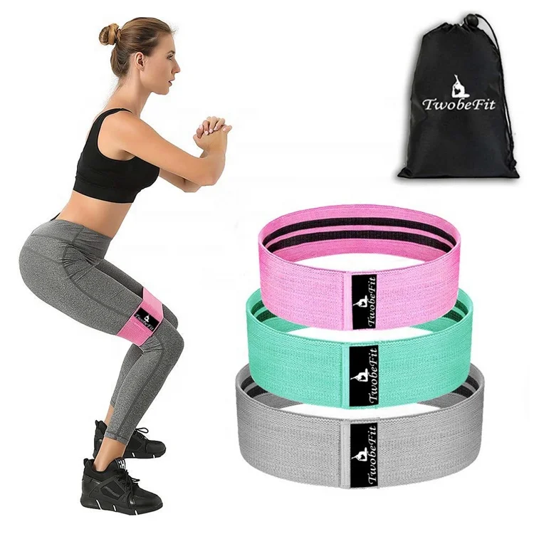 custom printed logo exercise hip fitness band loop hip fabric resistance band