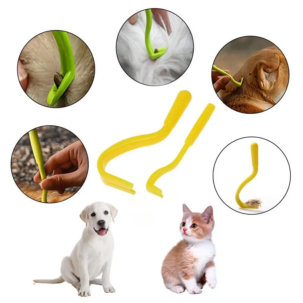 

3PCS Pets Hook Remover Tick Removal Tool Dual Teeth Tick Twister Cats Dogs Cleaning Supplies Mites Twist Hook Pet Supplies, As photo