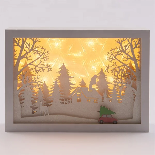 

hot trend decoracao casas home show products 2021 plastic magic lighting home decor frame paper cut light box, White