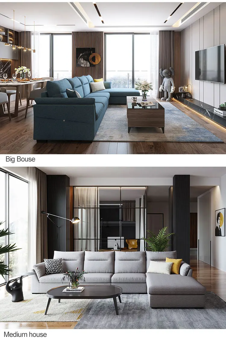 Light luxury Nordic style fabric sofa combination living room small apartment furniture set