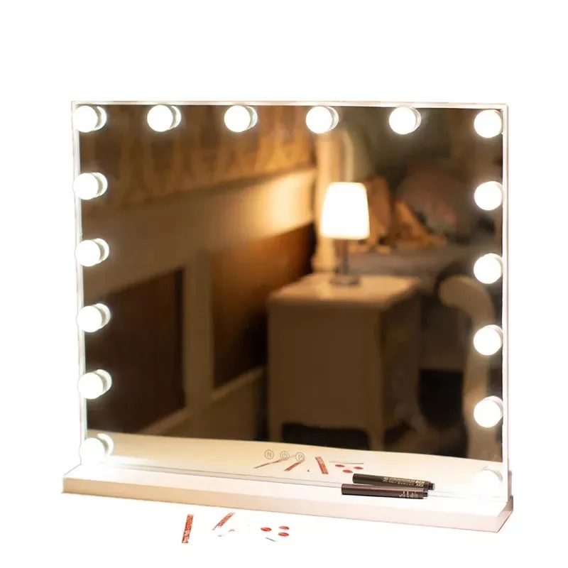 

Touch Screen Panel Dimming Led Lighting Makeup Vanity Mirror With 3X/2X Magnification, White/black