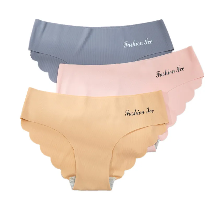 

Panties For Women Seamless Panty Set Solid Invisible Underwear Low Waist Briefs Women's Underpants Ice silk panties