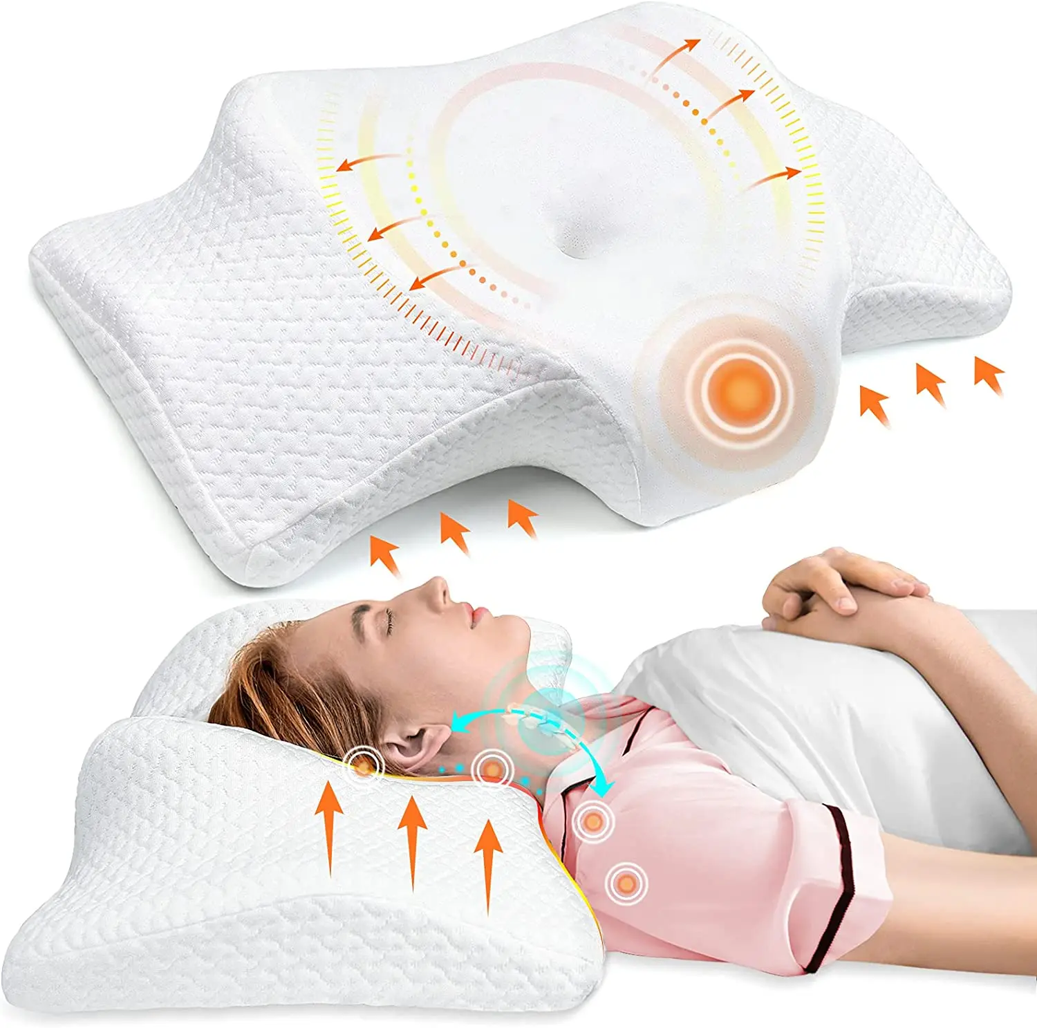 

Pulatree Orthopedic Support Pillows Sleeping Odorless Contour Cervical Pillows For Neck Pain Ergonomic Memory Foam Neck Pillow