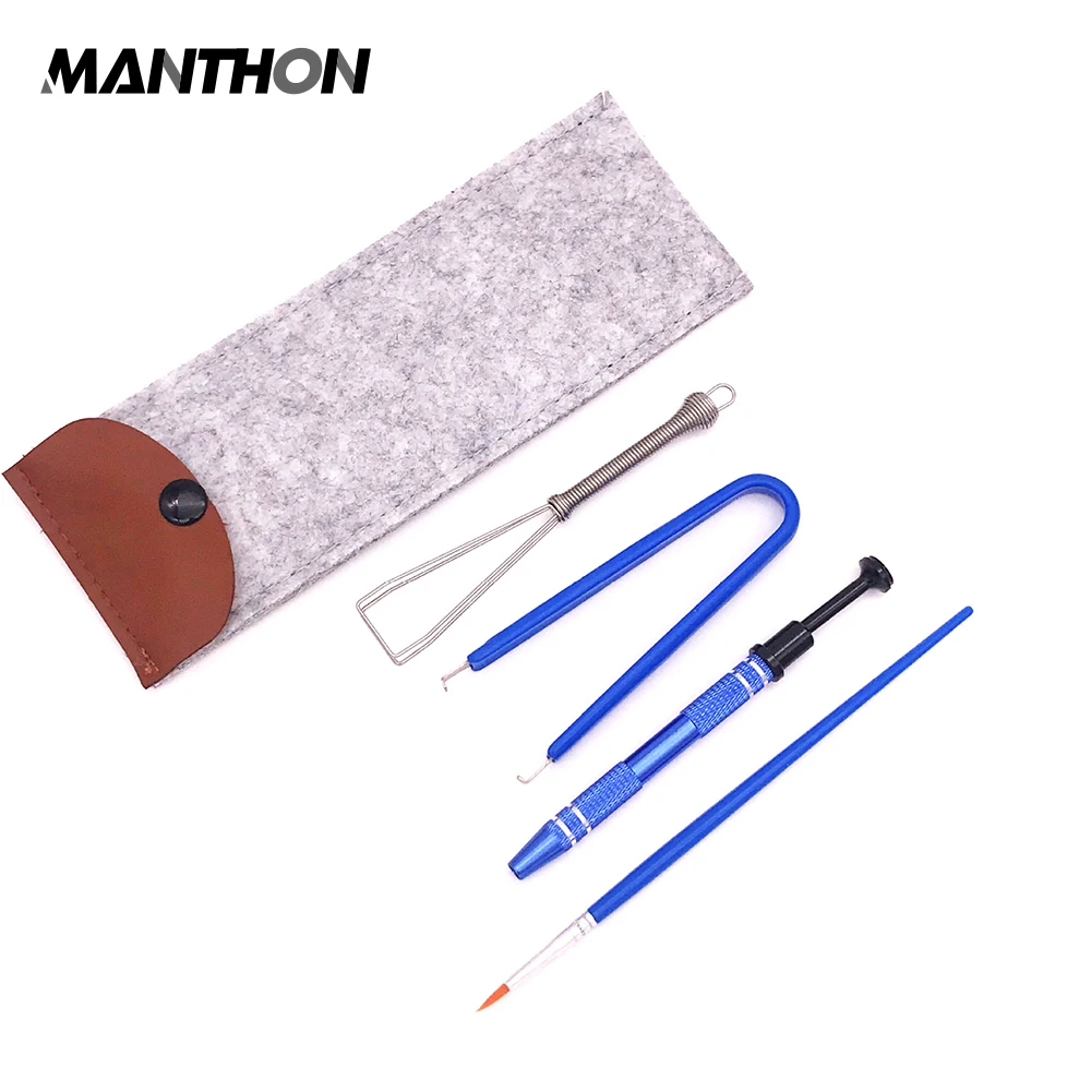 

4 in 1 Mechanical Keyboard Tweezers Lube Brush Switch Puller Stem Picker Holder IC Claw Tools Set