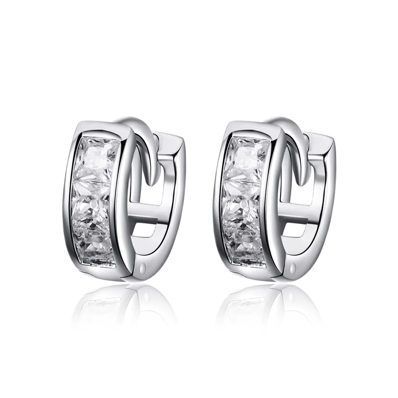 

Zirconia 925 Sterling Silver Couple Widen Crystal Hoop Earring Jewelry Women Unisex