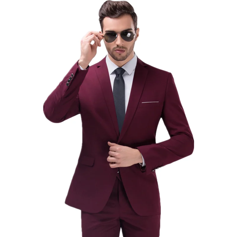 
Chinese supplier suits set for men 2 pieces wedding suit men red color man suit with factory price 