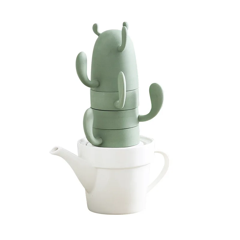 

Northern European creative cactus water set ceramic tourism tea set coffee set one pot four ceramic cups