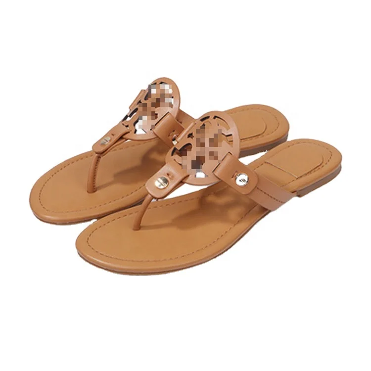 

Summer Hot Selling Luxury Leather Flip Flops Designer Women TB Sandals