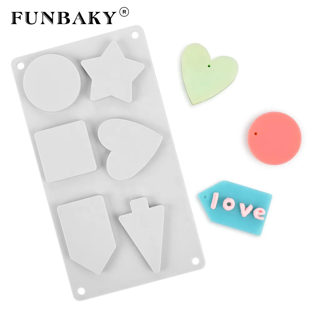

FUNBAKY JSC3298 Candy mold heart start shape chocolate mold silicone cake decoration tools key chain crystal drop of glue mould, Customized color
