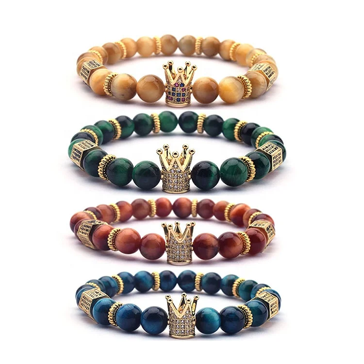 

Fashion wholesale 18k gold color charm bangle jewellery natural green amethyst tiger eye stone bead bracelet, 4colors,silver color/gold/rose gold/black