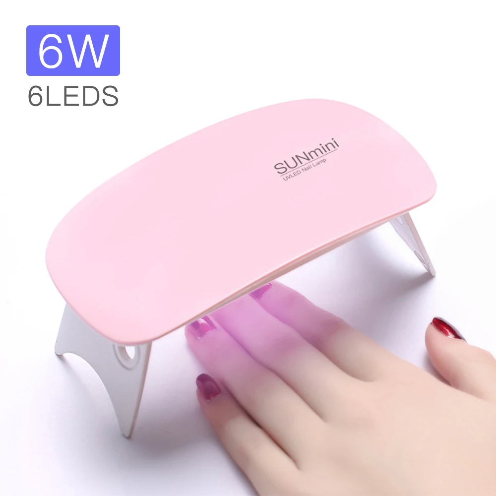 

Nail Dryer Lamp Mini, 6W LED UV Portable Nail Dryer Curing Lamp Light for Gel Based Polish USB Power with 45s/60s Timer Setting, White pink